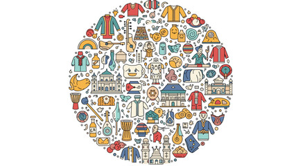 Exploring diverse cultural symbols and traditional clothing representing global heritage