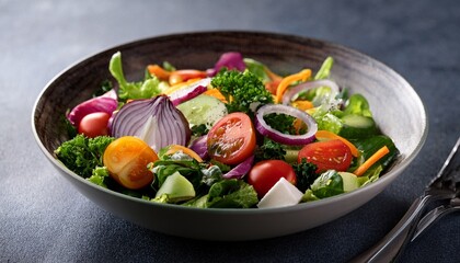 fresh salad with a mix of vegetables served in a bowl