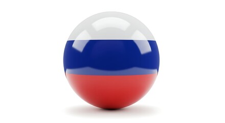 Striped Sphere Red White and Blue on White Background