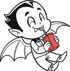 A funny vector cartoon illustration of a man character with a bag and a gun