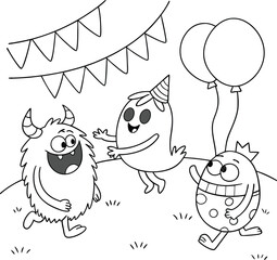 Funny cartoon animal illustrations: a cute cat, lion, and dog vector set for coloring books