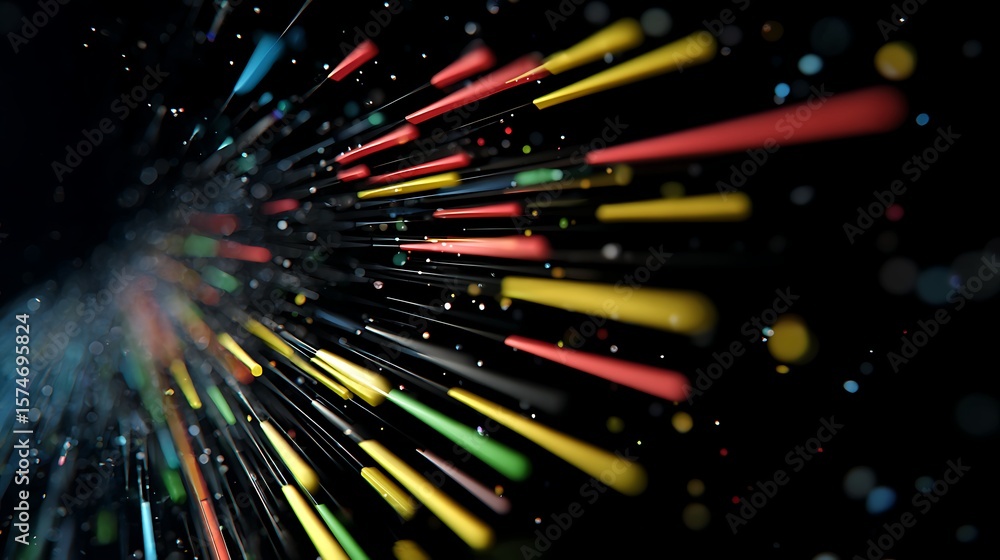 Poster colorful light beams create a dynamic abstract background with a sense of speed