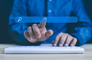 Businessman showing technology information search, internet, website, information, www, technology,...