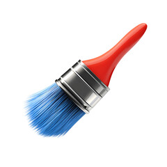 Close-up of a paintbrush with a vibrant blue bristle.