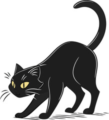 Black cat vector illustration featuring a cute feline silhouette, perfect for pet and animal designs