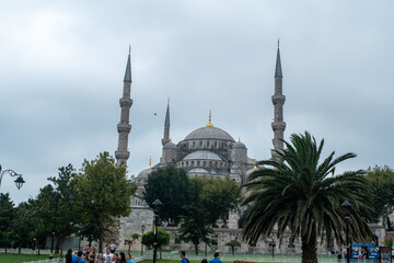 A cityscape view with the Blue Mosque in Istanbul, Turkey.