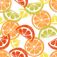 Multicolor Citrus Slices Overlapping Vector Seamless Pattern