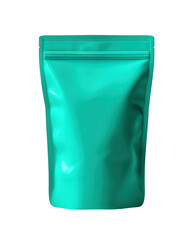 Teal Foil Pouch Bag Mockup Isolated on White