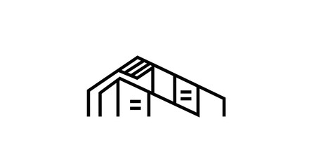 Geometric Line Art Building Outline