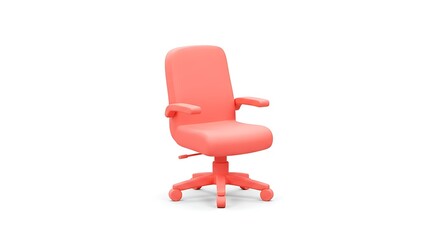 Salmon office chair on white background