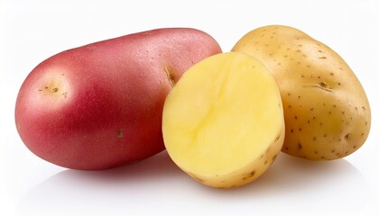 vibrant yellow red potatoes isolated on white background high resolution stock photo
