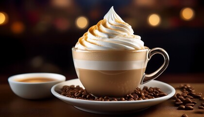 a delicious cup of coffee topped with fluffy whipped cream for an indulgent and creamy morning beverage experience
