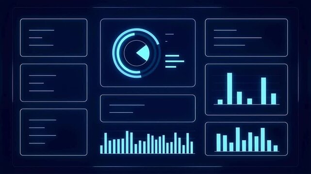 Blue Digital HUD futuristic background motion graphic element cyber generated. Future technology interface data sci-fi display screen.
