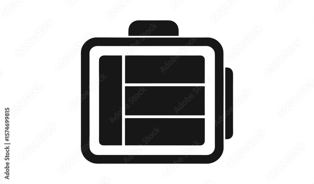 Poster simple black and white icon representing a digital device screen or interface layout
