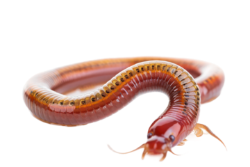 Long slimy earthworm shown on transparent background