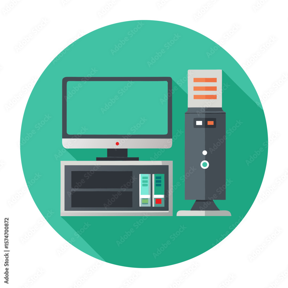 Aufkleber flat vector desktop computer illustration tech icon