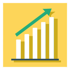 Rising Bar Graph with Arrow Vector Business Growth Illustration
