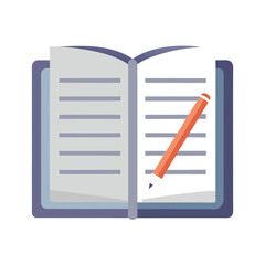 Open Notebook and Pencil Illustration Vector Design