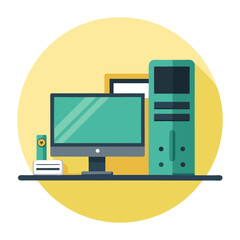 Modern Vector Desktop Computer Flat Illustration Design