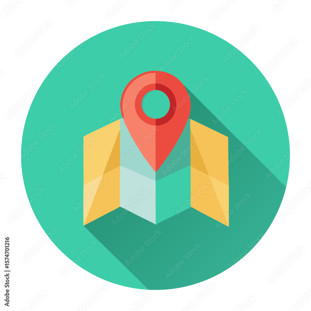 Poster map and location pointer icon vector design