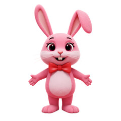 Obraz premium Pink Bunny with Bow Tie isolated on transparent baackground