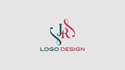 Fototapeta premium Elegant and minimal JR monogram logo design in a flowing, script-like style for personal branding, fashion, or creative professionals