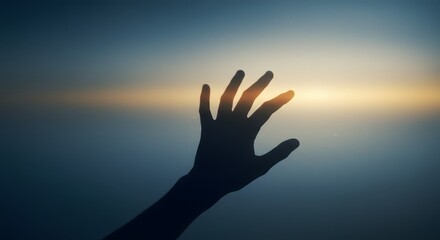 Shadow of a hand reaching towards light, artistic and emotional composition

