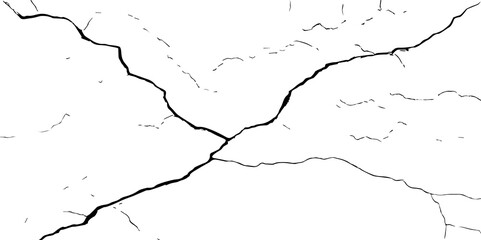 Cracked wall texture grunge background. Earthquake effect. Vector illustration-Old cracked texture set isolated. Dry land crack texture for overlay.
