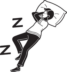 A man sleeping on bed vector silhouette 
