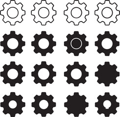 Collection of Black and White Gear Icons Cogwheel Illustrations for Design Projects