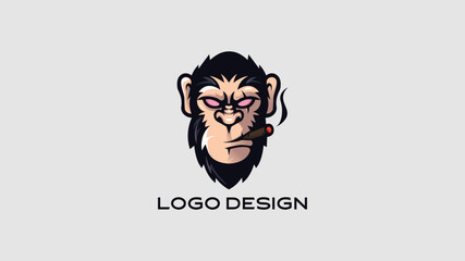 Bold monkey face logo illustration ideal for gaming, tech, sports team, or edgy personal branding