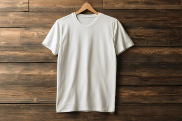 white t shirt on a wooden background
