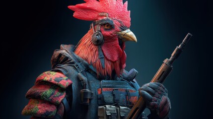 Post-Apocalyptic Rooster Warrior Digital Art