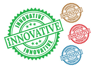 Modern Thinking Stamp Collection, Innovative Grunge Label Vectors  