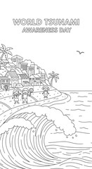 Obraz premium Cheerful Sun, Pongal Pot, Sugarcane, Rice Paddy: Line Art Illustration for Children's Book or Coloring Page.