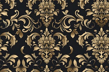 Seamless Victorian scroll pattern, ornate floral and vine motifs, vintage wallpaper style, fine detailing, rich antique tones, elegant design, tileable surface