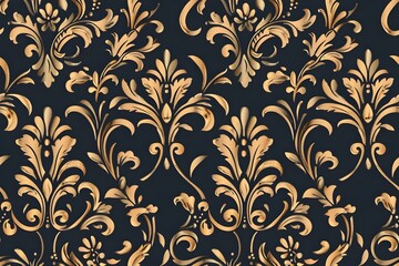 Seamless Victorian scroll pattern, ornate floral and vine motifs, vintage wallpaper style, fine detailing, rich antique tones, elegant design, tileable surface