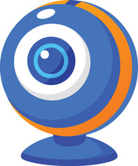Modern blue and orange webcam with a sleek design