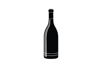 Elegant Wine Bottle Silhouette Against White Background for Design Projects