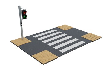 Pedestrian Crossing with Traffic Light and Textured Paving Surfaces
