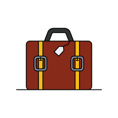 luggage color line icon with white background vector stock illustration