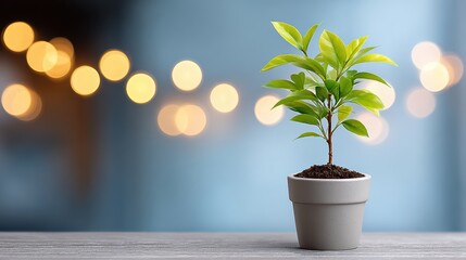 Vibrant small potted plant, a touch of lush greenery for home decor and interior design