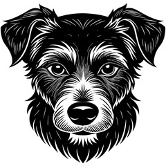 Black and White Stylized Dog Head Illustration
