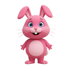 Fototapeta premium Pink Cartoon Bunny isolated on transparent baackground