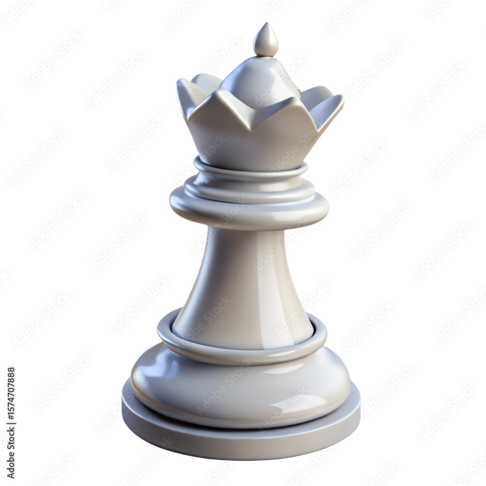 Poster white queen chess piece high quality 3d rendering icon on a background land transportation isolated 