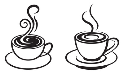 Coffee Cups and Tea Cups Doodles set
