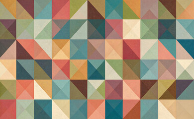 Fototapeta premium 1960s-inspired graphic layout with muted color blocks and halftone paper texture