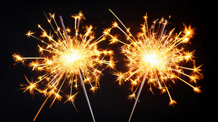 Sparking celebration at night with bright and energetic sparklers creating mesmerizing light patterns in a darkened outdoor setting during a festive event