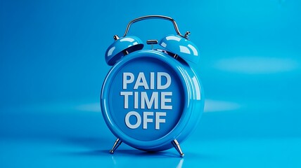 Blue alarm clock with paid time off text

