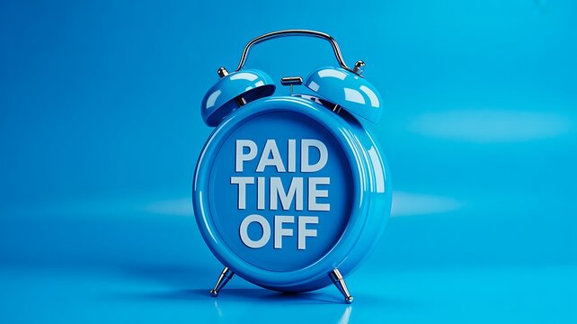 Blue alarm clock with paid time off text

